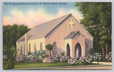 Postcard St. Simons Island, Georgia, St. Simon's Methodist Church Linen A453 picture