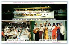 c1960 Bar Shrimp Dinner Cruise Jungle Queen II Fort Lauderdale Florida Postcard picture