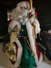Vintage Old World Santa Claus 18” Tree Topper Blue Eyes picture