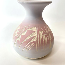 Navajo Art Pottery Etched Table Vase Hand Painted Southwestern Style Signed picture