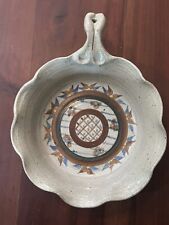 Vtg Studio Pottery Pie Plate Dish Hand Thrown  Fluted Edge Artist Signed Cottage picture