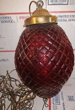 Vtg/Antique 1960's-70's MCM Red Pineapple Glass Hanging Swag Light/Lamp picture