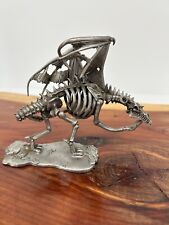 Skeletal Dragon Skeleton Pewter Figurine Rawcliffe Vtg.2001 With Broken Tail picture