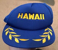 Vintage 90s Hawaii Snapback Trucker Hat Cap Mesh Back Headwear Blue picture