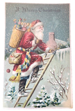 Old World Santa Claus 1900s Wicker Basket climbing ladder Toys picture