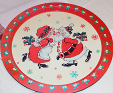 VINTAGE MR AND MRS CLAUS METAL TRAY-13 IN picture