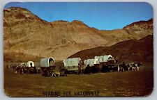 Victorville Western Transportation Cattle Wagons Oxen Mountains Vintage Postcard picture
