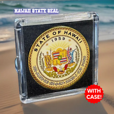 HAWAII State Seal 1959 Colorized Collectible Challenge Coin USA W DISPLAY CASE picture