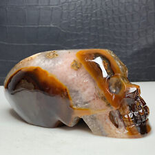 398g Natural Crystal Specimen. Geode Agate. Hand-carved. Exquisite Skull.gift.QJ picture