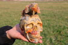 1.55kg Top Natural Crazy Agate Lizard Skull Crystal Skull Carved Reiki Decor picture
