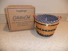 Longaberger 2002 Collectors Club Miniature JW Corn Basket  + Liner + Protector picture