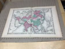 Original 1860's ASIA, :-) Antique Vintage JOHNSON's MAP: 26.5 X 18
