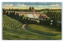 Postcard Amphitheatre City Lake Park and Dam, High Point NC linen B20 picture
