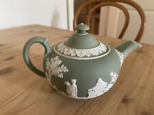 Wedgwood England Jasperware Sage Green Cream Celadon Cameo Relief Figures Teapot picture
