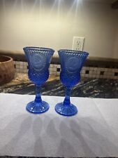 Avon and Fostoria George Washington Cobalt Blue Glass Stemmed Goblet (set) picture