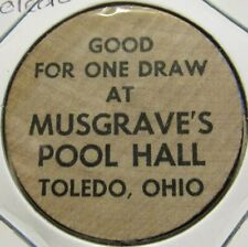 Vintage Musgrave's Pool Hall Toledo, OH Wooden Nickel - Token Ohio picture