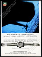 1989 Tag Heuer 2000 diving watch cachalot whale & diver photo vintage print ad picture