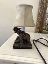 Good Luck Elephant Mini Table Accent Lamp Night Lite Brown Home Decor with Shade picture