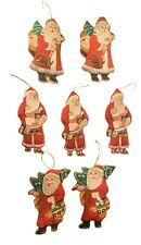 7 Vintage Asian Embroidered Silk Christmas Ornaments  Santa Claus picture