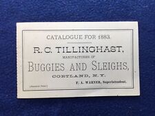 1883 R.C. TILLINGHAST Carriage Company Cartland NY Sales Catalog Buggies Sleighs picture