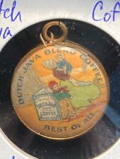 Antique Dutch Java Coffee Two-sided Celluloid Advertising Pendant- Rare & Unique picture