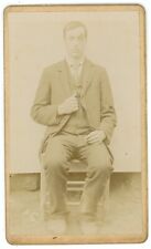 CIRCA 1870'S CDV Featuring Interesting Man Sitting in Chair Wearing Suit & Tie picture