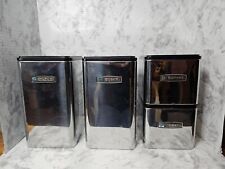 Reto Vintage Masterware Chrome MCM Canister Set Of 4 w/Lids USA picture