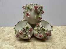 Vintage Meissen Cracked Egg Cup Vase Portugal Porcelain Rose Hand Painted picture