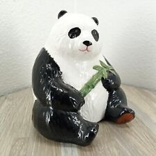 Panda Bear with Bamboo Figurine Coin Bank 1992 Clay Art picture