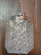 Atq Octagon hand blown molded Glass Jar With Pewter Lid-early 1900's/Victorian picture