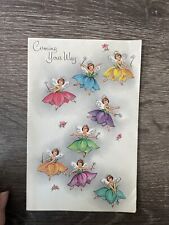 Vintage Birthday Card Fairies Day Full Of Cheer, Used picture