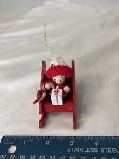 Vintage Wooden Christmas Ornament Santa & Sleigh Holidays Red & Green RARE picture