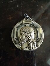Large Vintage Creed Sterling Silver Jesus Religious Medal  picture