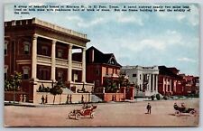 El Paso Texas~Montana Street Homes~Folks on Sidewalk~c1910 Postcard picture
