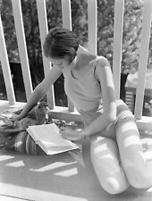 Black and White Photo Young Girl Reading on the Porch #2  7x10 Reprint A-14 picture