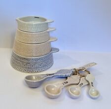 ￼ Exclusive Southern Living Stacking Measuring Cups & Spoons Stoneware Set/8 New picture