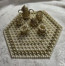Rare Faux Pearl Tea Set And Matching Tray Handmade Must See picture