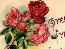c1907, Johnson Creek, WI, embossed roses, antique postcard, Powersville, IA picture