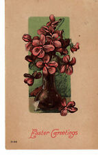 Postcard Easter Red Flowers in Vase c1910s -9062 picture