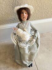 VTG Byers Choice Caroler Victorian Mother & Newborn Baby Doll W/ Wicker Chair 1J picture