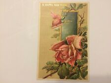 Vintage 1908 Happy New Year Postcard Gilt & EMbossed Flowers - Germany picture