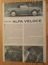 AL154 Road Test Alfa Romeo Veloce March 1958 3 pages picture