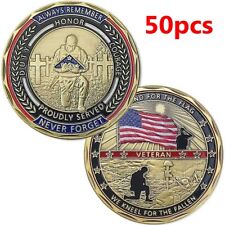 50pcs US Military Challenge Coin Veteran Stand for The Flag Kneel for The Fallen picture