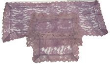 Set of 3 Doilies Lace Purple Lavender Dresser Scarves Night Stand Rectangular picture