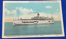 Postcard Michigan State Auto Ferry The Straits Mackinac 1930 Postmark picture