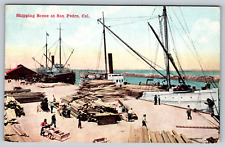 c1910s Shipping Scene San Pedro California Lumber Wood Antique Postcard picture