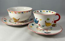 Grace for Anthropologie Tea Cup, Saucer, Bowl, and Plate Ceramic Birds 4 Piece picture