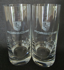 Crystal Porsche Crest Emblem Logo Highball Drinking Glasses Set of 2 picture