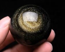 40/50/60mm Rainbow  Natural Cats Eye Obsidian Sphere Ball Rare+Stand picture