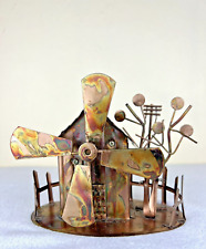 Vintage Copper Tin Music Box Windmill On the Farm Plays 